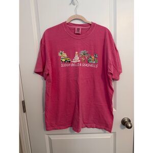 Comfort Colors Pink "Sleigh Bells & Seashells" Short Sleeve Tee